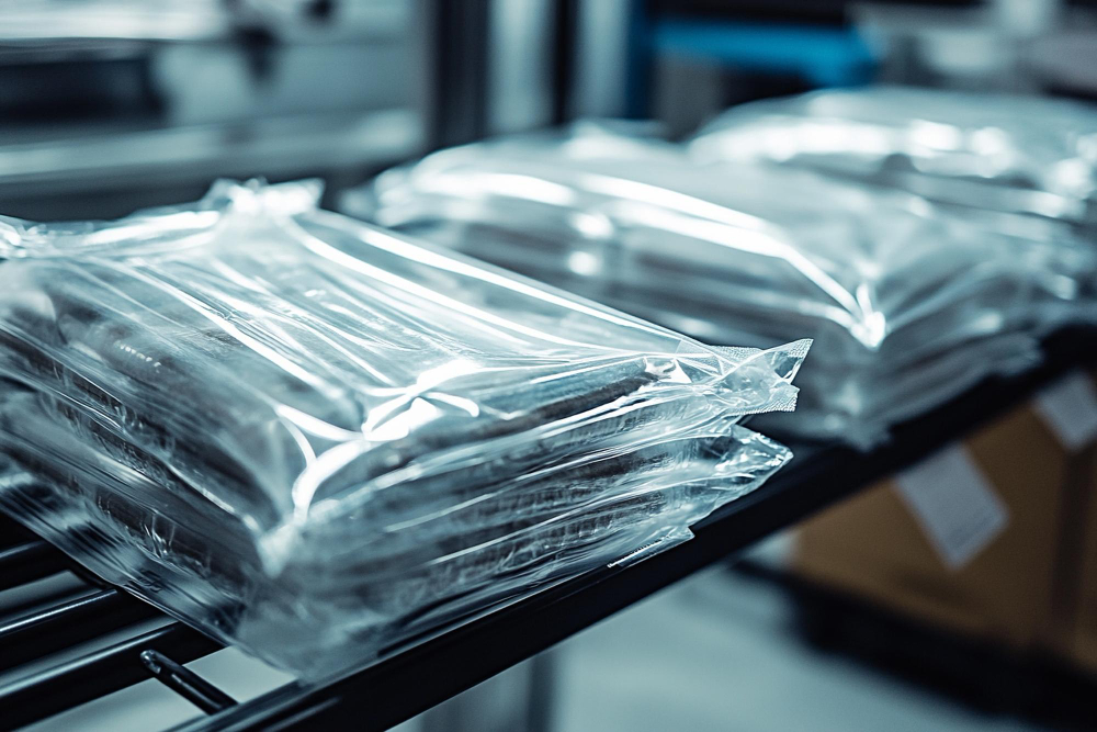 בדיקת מפלס שמן בתוך משאבת שקית ואקום תעשייתית במכונת אריזה